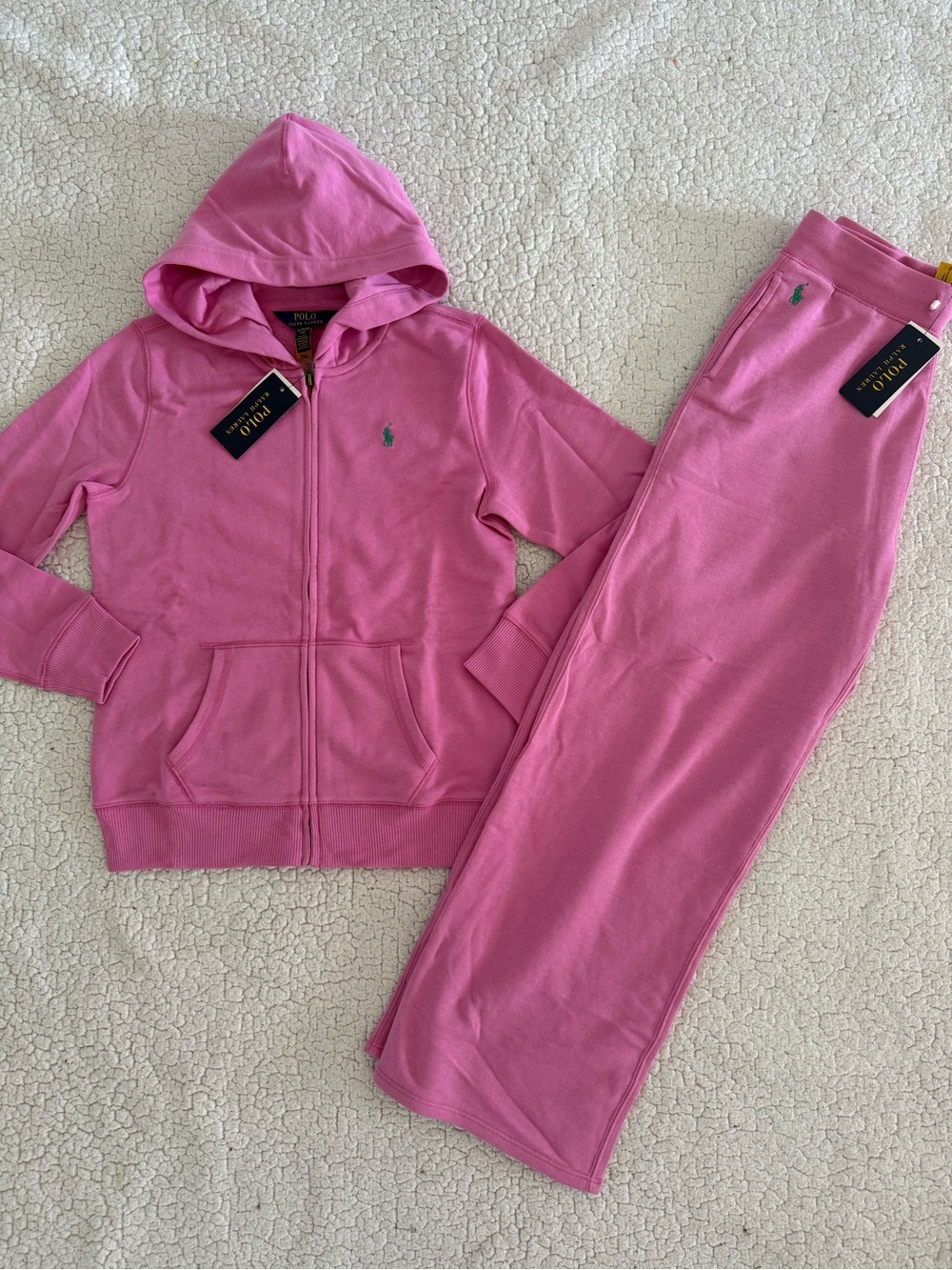 New polo Ralph Lauren Pink Girls Hoodie & Joggers Set Sz L 14-16, XL 18-20